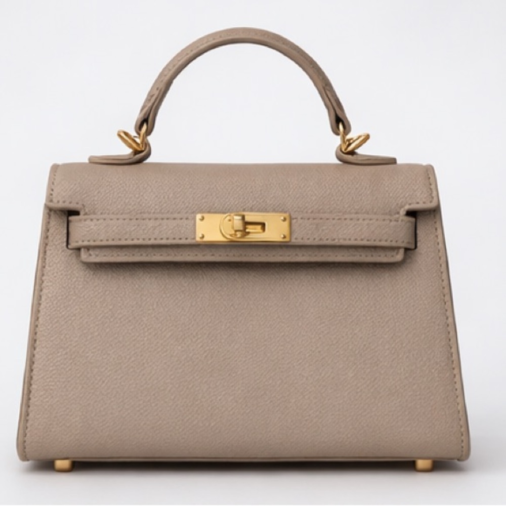 TU-LX Grace Kelly Vegan Leather Handbag Small, Brown, Brand new - Picture 2 of 5